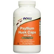 NOW Supplements, Psyllium Husk Caps 500 mg, Non-GMO Project Verified, Natural Soluble Fiber, Intestinal Health*, 500 Veg Capsules 500 Count (Pack of 1)