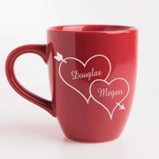 Personalized 2 Hearts Red Bistro 14.5 oz Coffee Mug