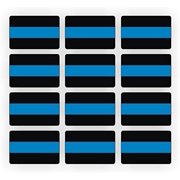 Police Thin Blue Line Decals / Stickers / Hard Hat Helmet Window Laptop | Size: 1.5" x 2" | 12-Pack