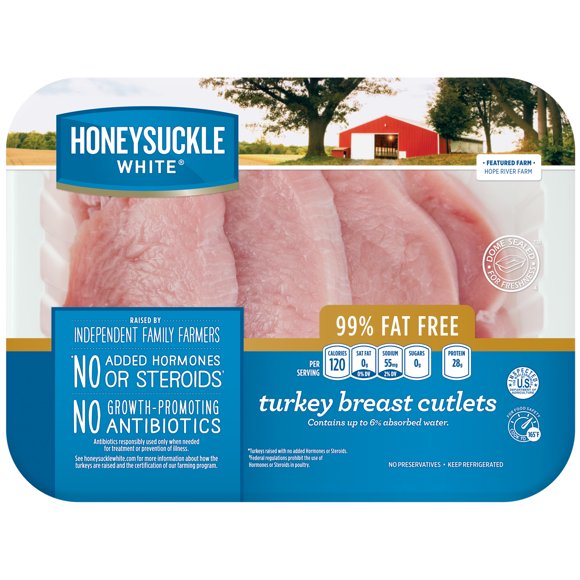 Honeysuckle White 99% Fat Free Turkey Breast Cutlets 4 Count Tray, Fresh, 1.5 - 2.5 lbs.