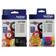 Brother Genuine Standard Yield Black and Color Ink Cartridges, LC201, Includes 1 Cartridge Each of Black, Cyan, Magenta, and Yellow, Page Yield Up to 260 Pages