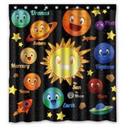 YKCG Funny Kids Education Planet Character Elements Shower Curtain Waterproof Fabric Bathroom Shower Curtain 66x72 inches