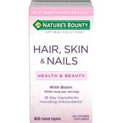 Nature's Bounty Hair Skin and Nail Vitamins With Biotin, Caplets, 60 Ct