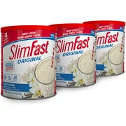 SlimFast Original French Vanilla Meal Replacement Shake Mix  Weight Loss Powder  12.83 Oz Canister, Pack Of 3