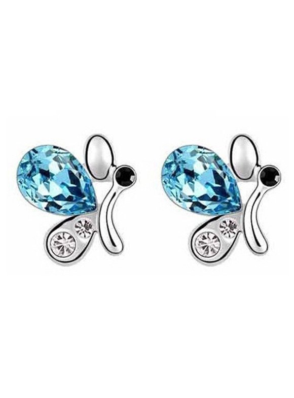 Women'S Jewelry Glittery Butterfly Necklace/Earrings With Rhinestone Decor Alloy Ear Jewelry Elegant Design Gift for Girls New