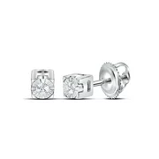 Saris and Things Sterling Silver Womens Round Diamond Solitaire Stud Earrings 1/20 Cttw
