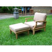 WholesaleTeak Outdoor Patio Grade-A Teak Wood 2 Piece Teak Lounge Chair Set - 1 Lounge Chair and 1 Ottoman -Furniture only --Somer Collection #WMSSSA1