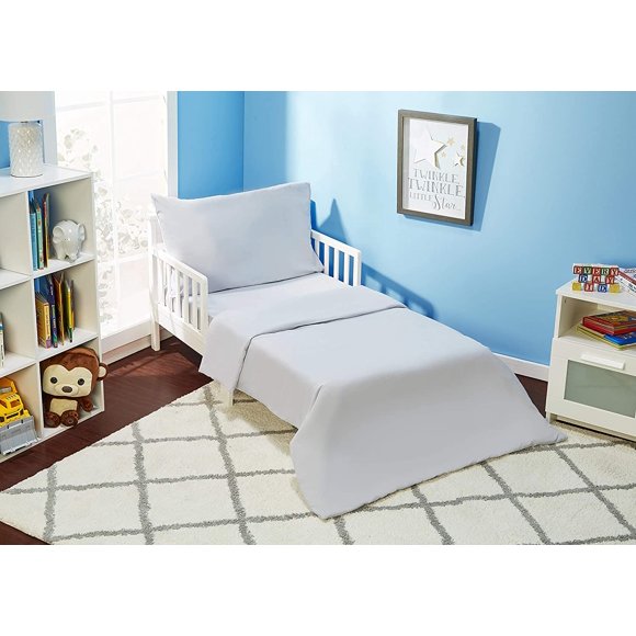 Everyday Kids 4 Piece Toddler Bedding Set - Solid Grey