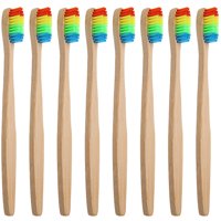 8 Pack Eco-Friendly Rainbow Bamboo Toothbrushes