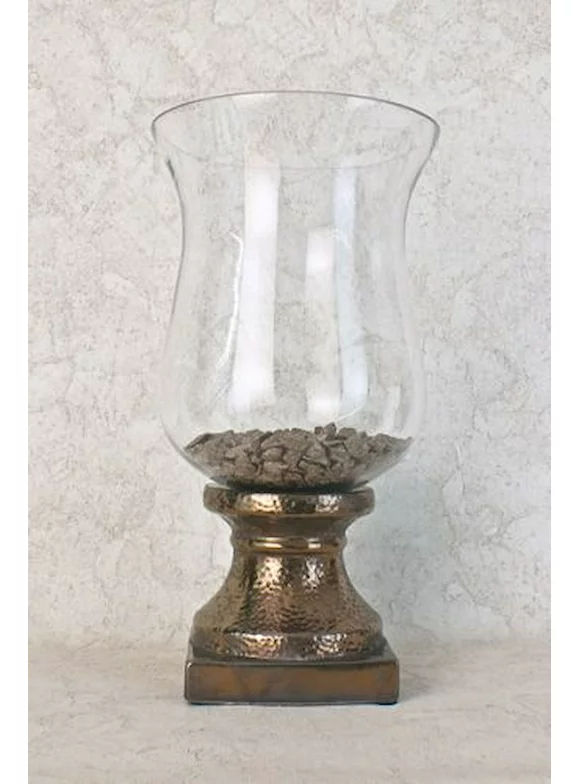 Stone Ware And Hurricane Lamp Shaped Candle Holder