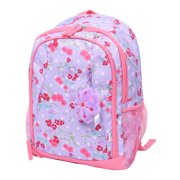 Crckt Kids Girls 15-inch School Backpack with Plush Dangle Accessory, Purple Floral Print