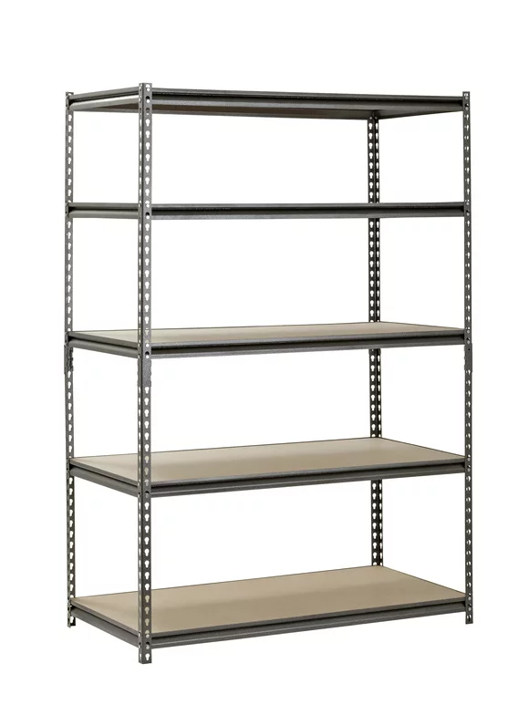 Edsal 48"W x 24"D x 72"H 5-Shelf Steel Freestanding Shelves, Silver-Vein