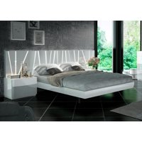 White & Gray Laquer Finish King Bed 2 Nightstands Spain Soflex Ronda With Salvador