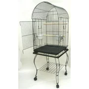 Dome Top Parrot Cage with Stand in Antique Silver