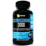 Be Herbal Premium Organic Ashwagandha 3000mg with Black Pepper - Stress Relief, Anti Anxiety, Cortisol Manager and Adrenal Support Supplement - 60 Capsules