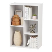IRIS USA 5-Compartment Wood Organizer Bookcase Storage Shelf, White