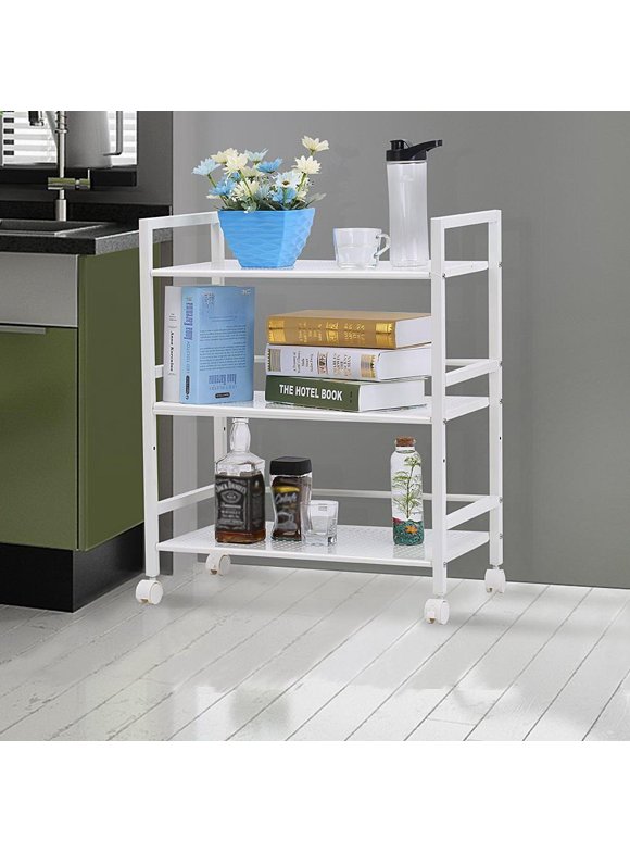 Ktaxon 3-Tier Rolling Metal Storage Organizer - Mobile Utility Cart with Caster Wheels