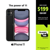 Straight Talk Apple iPhone 11, 64GB, Black- Prepaid Smartphone [Locked to Straight Talk]