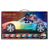 Rainbow High Color Change Car  Convertible Vehicle, 8-in-1 Light-Up, Multicolor Changing Car with Wheels that Move, Working Seat Belts and Steering Wheel. Car fits 2 fashion dolls. Great Gift