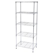 Home Wire Storage Shelves, Open Design 5 Tier Chrome Wire Shelving Unit and Storage Racks, Metal Shelves for Garage Metal Storage Shelving, Corrosion Resistant Kitchen Rack, Chrome, S5793
