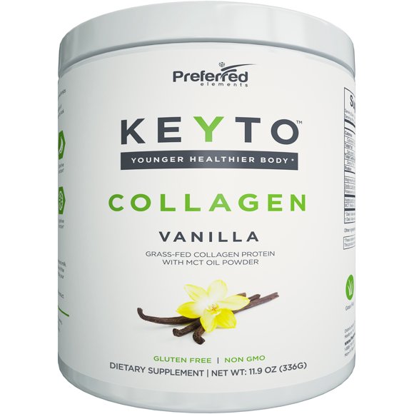 Collagen Protein Powder with MCT Oil  Keto and Paleo Friendly Pure Grass Fed Pasture Raised Hydrolyzed Collagen Peptides  Perfect for Low Carb Diet and with Keto Snacks  KEYTO Vanilla Flavor