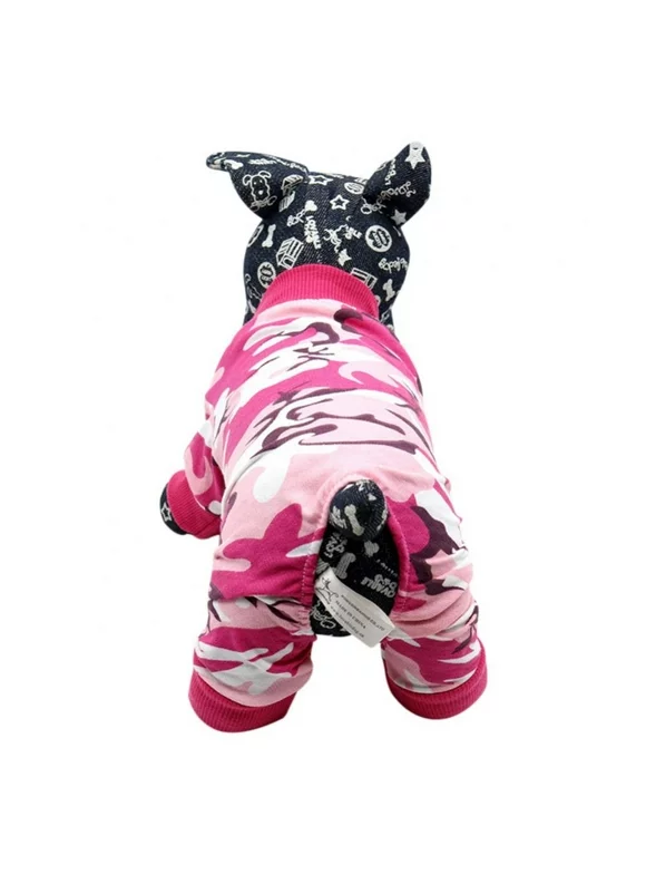 Dog Pajamas for Small Dog Boy Girl Camo Flannel Puppy Pjs Fleece Dog Pajama Jammies Winter Warm Dog Clohtes with Legs Pet Doggie Onesies Jumpsuit
