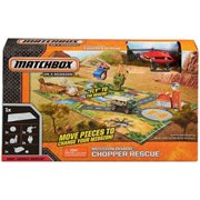 matchbox mission board: chopper rescue on a mission playset - mbx heroic rescue