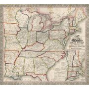 LAMINATED POSTER20x30 Ensign, Bridgman & Fanning's rail road map of the United States showing the depots & stations