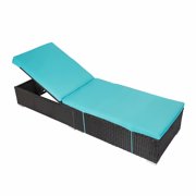 Kinbor Outdoor Patio Adjustable Black PE Wicker Pool Chaise Lounge Chair