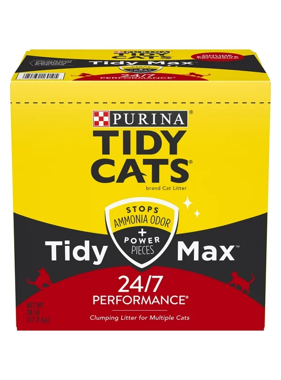 Purina Tidy Cats Clumping Cat Litter, Tidy Max 24/7 Performance Multi Cat Litter, 38 lb. Box