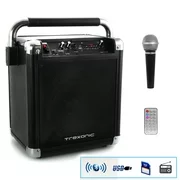 Trexonic Wireless Ultra Powerful Portable Rechargeable Bluetooth Party Speaker with USB Recording, FM Radio & Microphone in Sleek Tuxedo Black