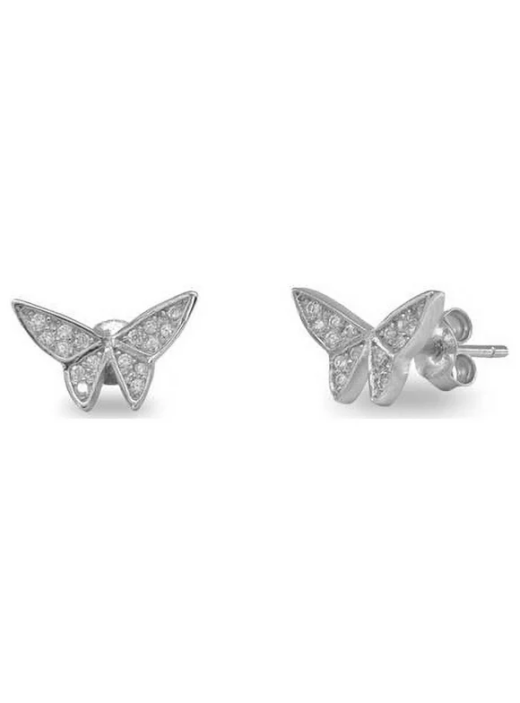 JE5144 Butterfly Cz Stud Earrings in Sterling Silver
