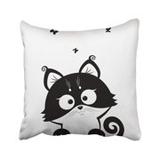 BPBOP Animal Black And White Silhouette Cute Cats Cartoon Funny Kitty Butterfly Beautiful Child Pillowcase Throw Pillow Cover Case 18x18 inches