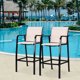 image 4 of Costway 2 PCS Counter Height Stool Patio Chair Steel Frame Leisure Dining Bar Chair