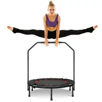 Foldable Mini Trampoline, 40" Fitness Trampoline Stable & Quiet Exercise Rebounder for Kids Adults Indoor/Garden Workout Load 330 lbs Portable Rebounder Trampoline with Foam Handle