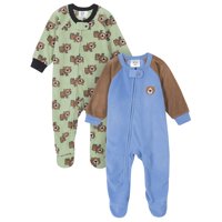 Gerber Baby Boys Microfleece Blanket Sleeper Pajamas, 2-Pack
