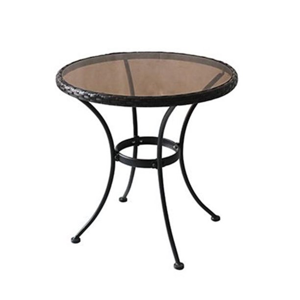 Sonoma Steel & Glass Bistro Table with Woven Rim&#44; 27.17 x 25 x 25 in.