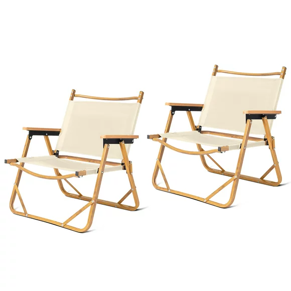 Ktaxon 21" Set of 2 Folding Camping Chair, Portable Armchairs, Khaki