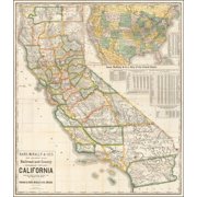 LAMINATED POSTER Rand, McNally & Co.'s New Enlarged Scale Railroad and County Map of California Showing Every Railroad Station and Post Office In The State . . . 1888 POSTER PRINT 20 x 30