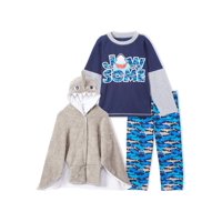 Freestyle Revolution Toddler Boys Cosplay Critter Robe & Loose Fit Long Sleeve Pajamas, 3-Piece PJ Gift Set (2T-4T)