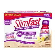 SlimFast Advanced Nutrition Vanilla Cream Meal Replacement Shake Value Size, 11 fl oz, 8 count