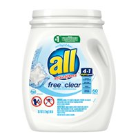 all Mighty Pacs Laundry Detergent, Free Clear for Sensitive Skin, Tub, 60 Count