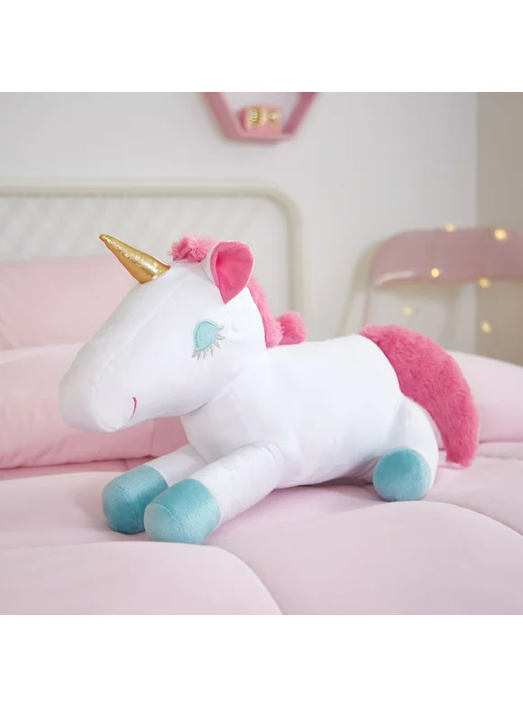 Your Zone Kids Unicorn 3D Figural Plush Decorative Throw Pillow, 13" x 12.24"