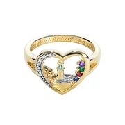 Family Jewelry Personalized Mother's 18K Gold over sterling Lighthouse Birthstone Ring