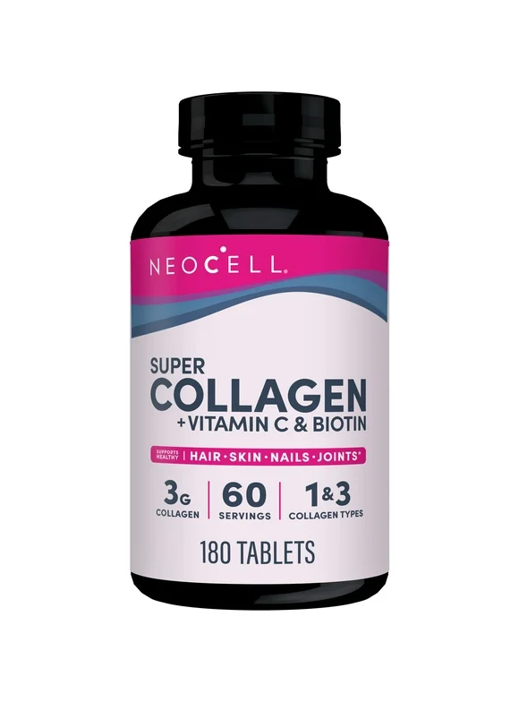 NeoCell Collagen Tablets with Vitamin C and Biotin, 180 Count