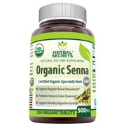 Herbal Secrets Organic Senna 500 Mg 120 Organic Tablets (Non-GMO) - Supports Healthy Weight Management, Regular Bowel Movement, Promotes Natural Colon Cleansing*
