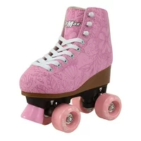 Stmax Quad Roller Skates for Girls and Women-Size 2.5 Kids to 8.5 Women -Outdoor, Indoor and Rink Skating- Classic High Cuff with Adjustable Lace System (Pink, 1 Youth)