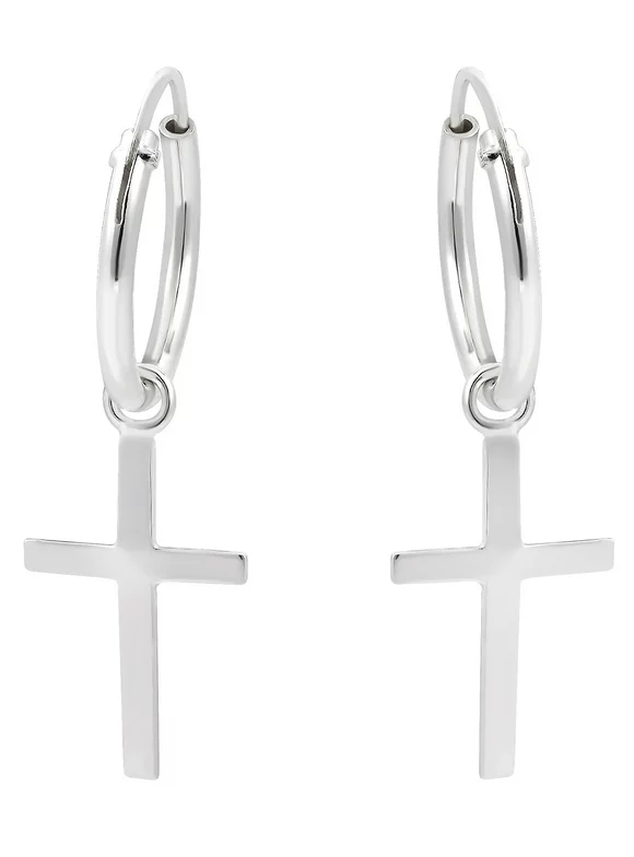 Essential Cross .925 Sterling Silver Mini Hoop Earrings