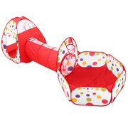 3Pcs Child Crawl Tunnel Tent Kids Play Tent Ball Pit Set Foldable Children Play House Pop-up Kids Tent w/Storage Bag for Indoor Outdoor Travel Use