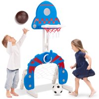 Best Choice Products 3-in-1 Toddler Basketball Hoop Sports Activity Center Grow With Me Play Set w/ Soccer, Ring Toss